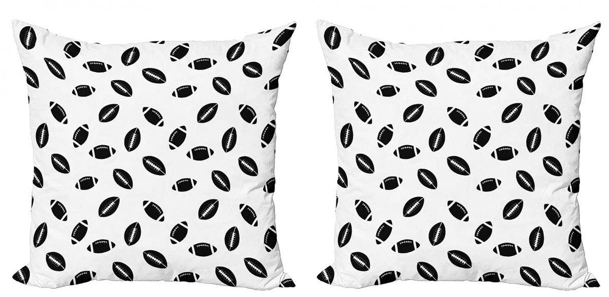 ABAKUHAUS American football kussenhoes – 2x40x40 cm – dubbelzijdig Wit Zwart