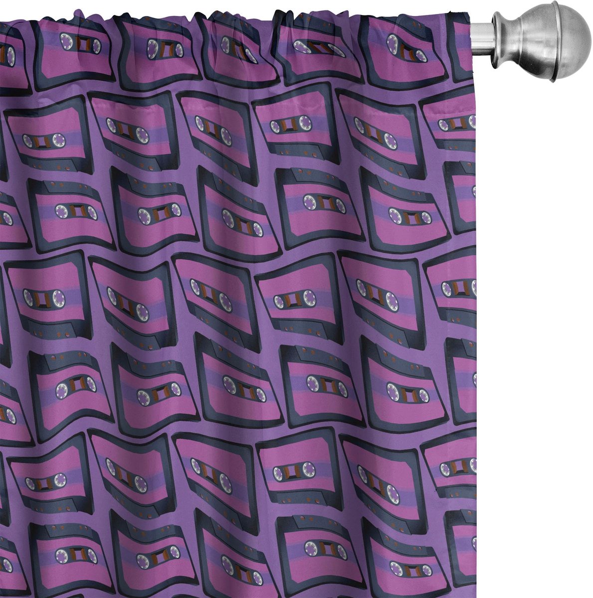 ABAKUHAUS Retro gordijnen 2x75x225 cm – microvezel – fuchsia en blauwviolet