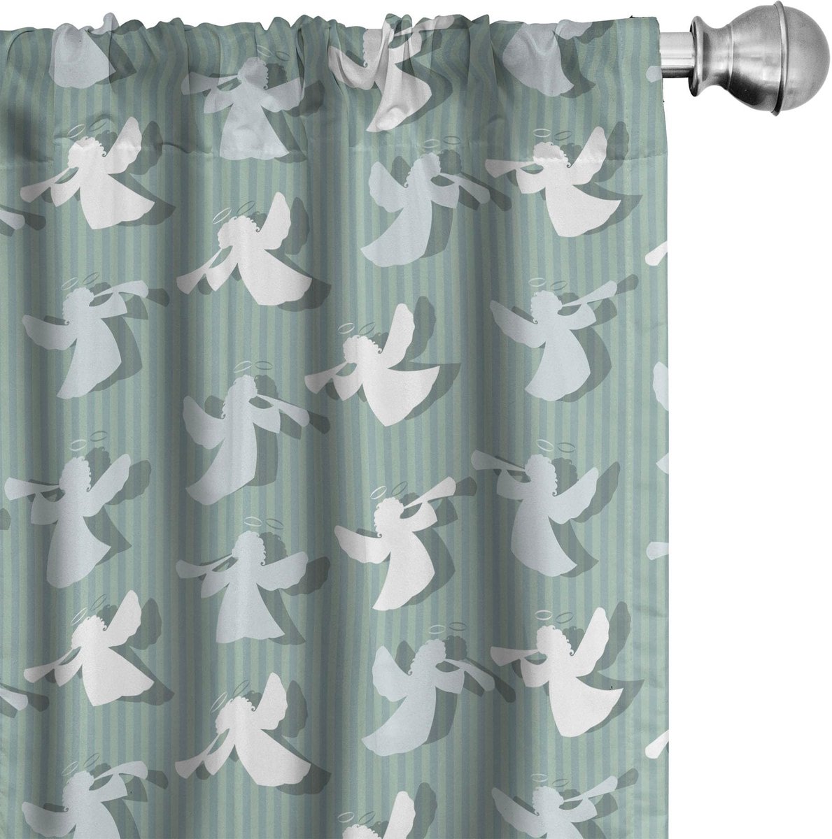 ABAKUHAUS Engel-Gordijnen – 2x75x225 cm – Gestreepte microvezel Blass Mandelgrün