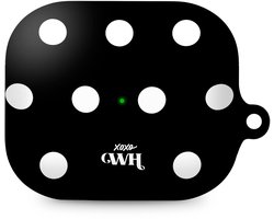 xoxo Wildhearts hoesje geschikt voor AirPods Pro 3 - Polka Dots (Zwart) - Ook als telefoonhoesje verkrijgbaar - schokbestendige case - koptelefoonhoesje - Beschermhoes met stippenpatroon - Zwart met witte stippen