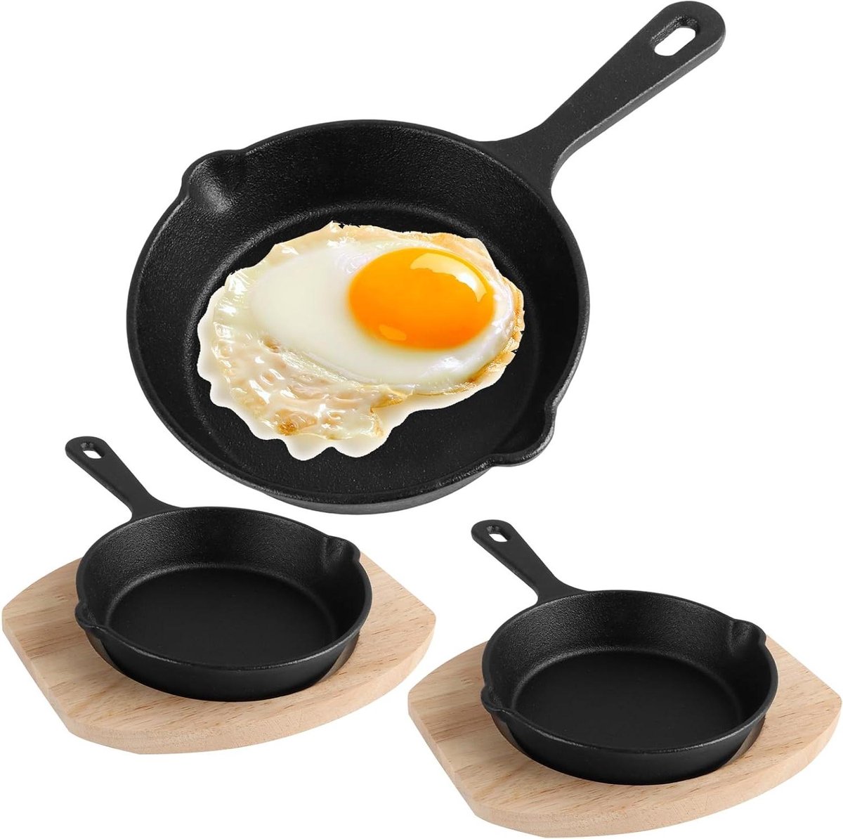 Cosensi - Mini Gietijzeren Braadpannen Set 14cm - Klein, Oven, Grill - Binnen en Buiten