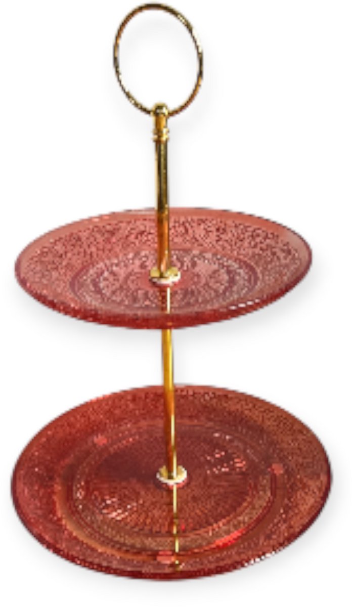 Daan Kromhout - Etagere - Glas - 2 lagen - Rood - 15x18x24