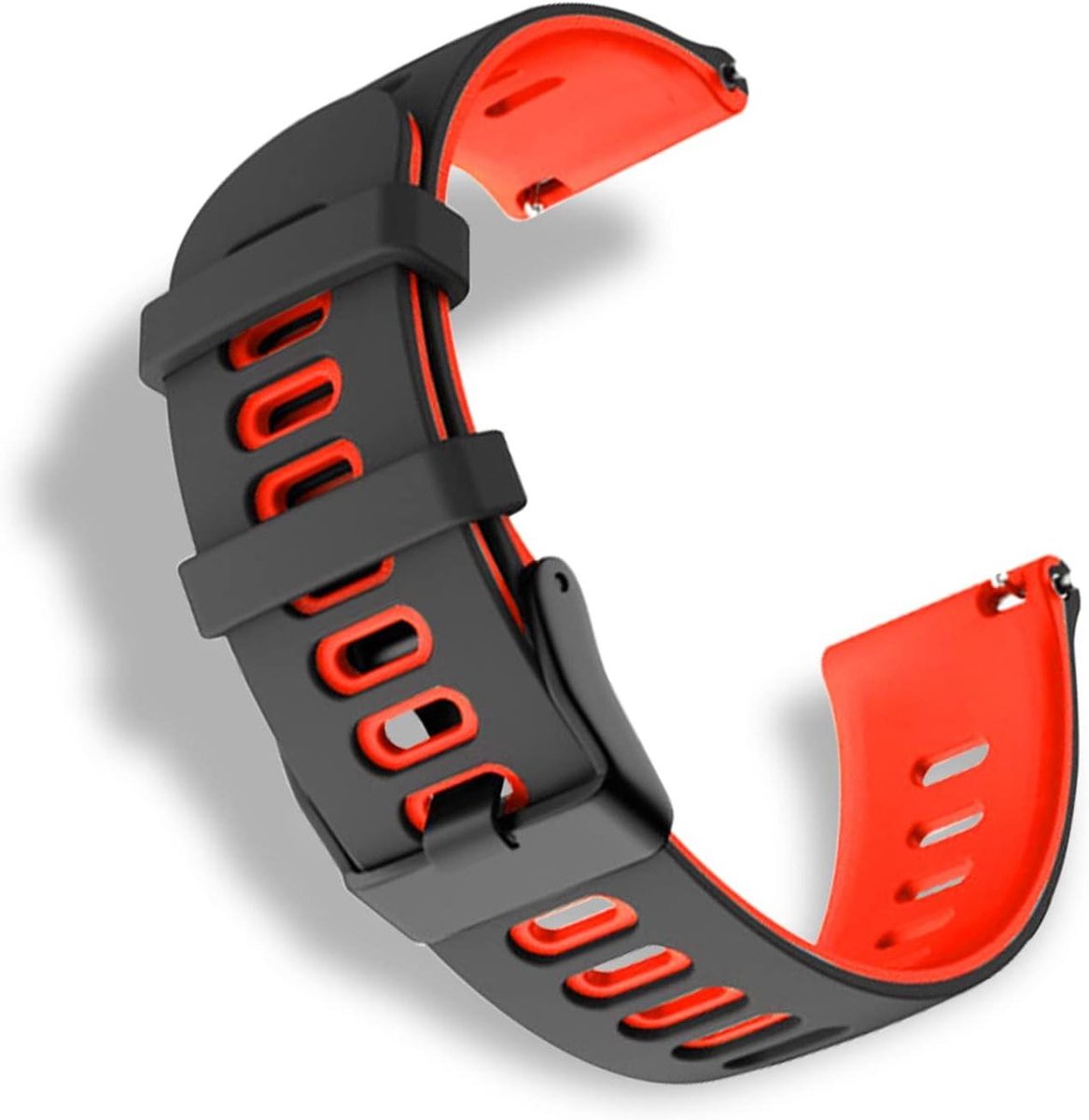 Cosensi - Comfortabel waterdicht siliconen horlogebandje 20 mm - Sportreservearmband - Zwart-rood - Heren en dames - Armbanden - Bestand tegen water