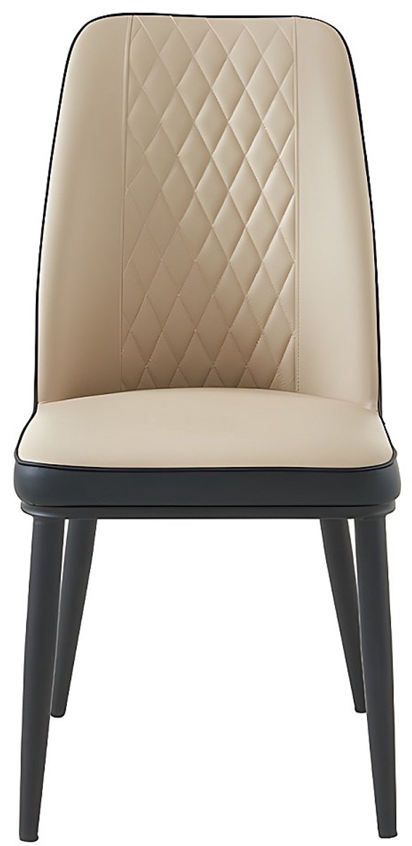 Vente-unique Set van 2 stoelen in kunstleer en metaal - Beige en antraciet - MILDURA Antracietgrijs, Beige