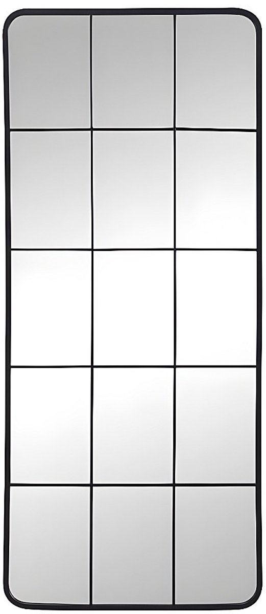 Vente-unique Industriële vensterspiegel in metaal - H 140 x B 60 cm - Zwart - SCIARA
