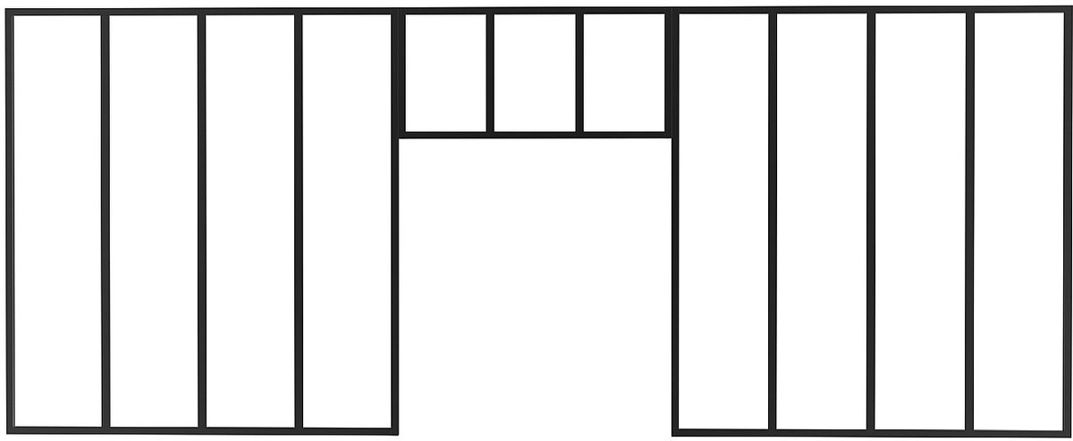 Vente-unique Set van 2 werkplaatsramen met bovenramen van gepoedercoat aluminium - 2 x L120 x H130 + L83 x H40 cm - Zwart - BAYVIEW