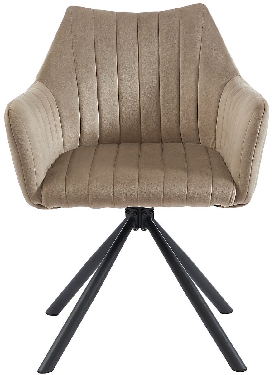 Vente-unique Set van 2 stoelen met fluweel en metalen armleuningen - Beige - IZIALI