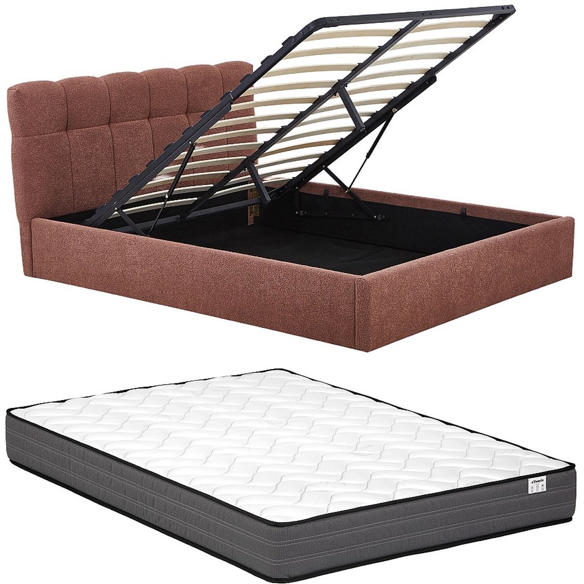 Vente-unique Bed met opbergruimte stof terracotta 160 x 200 cm