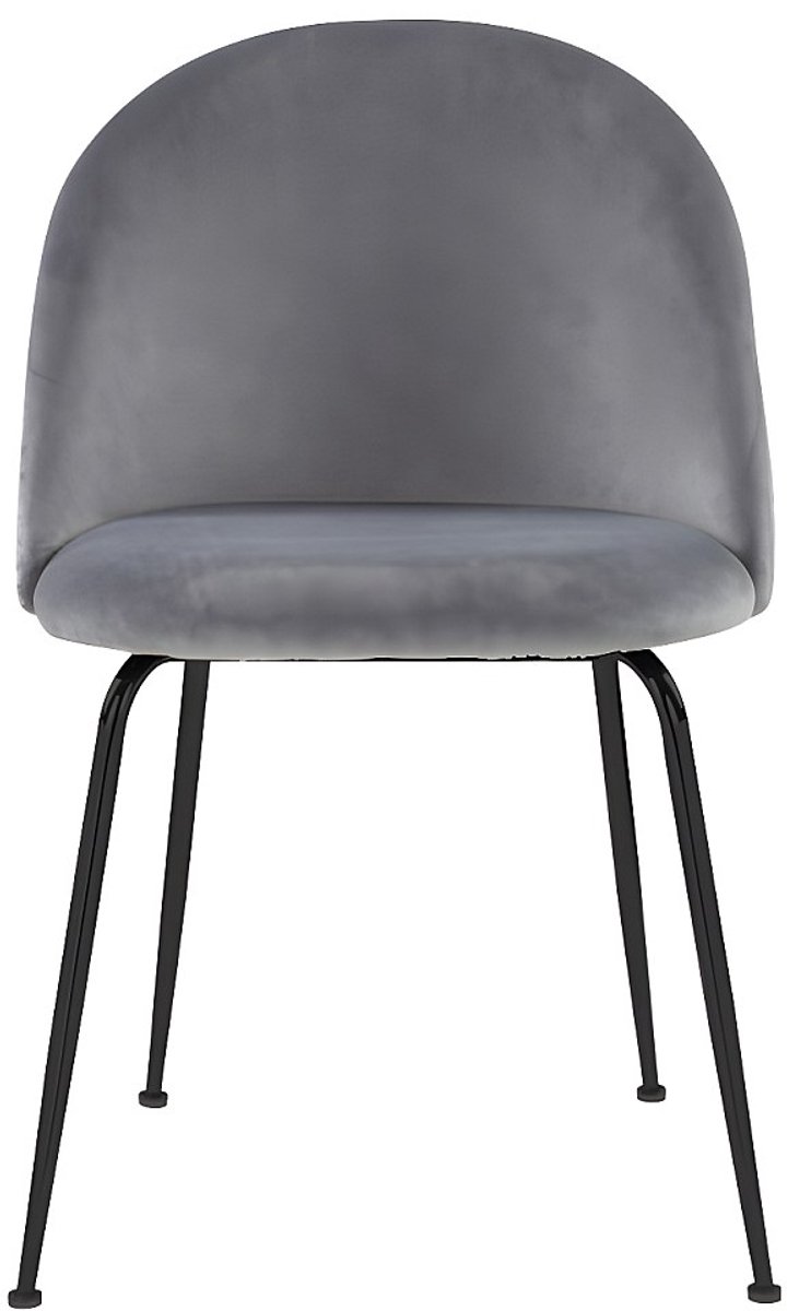 Vente-unique Set van 2 stoelen MELBOURNE - Fluweel en mat zwart metaal - Grijs