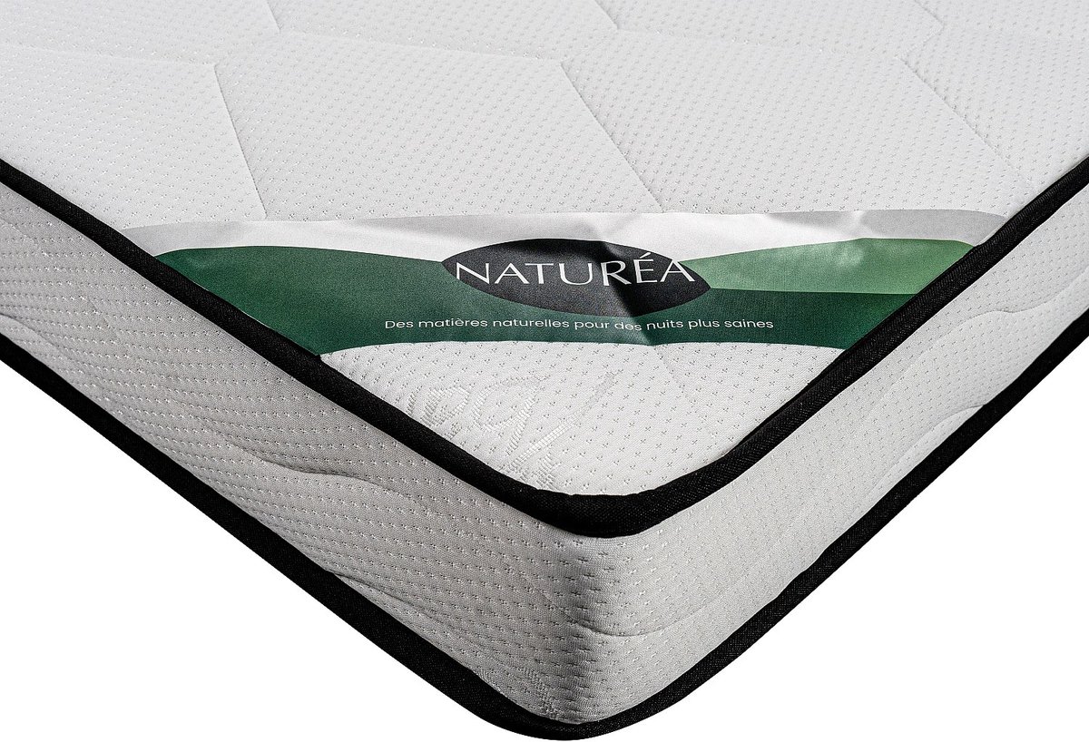 Vente-unique Set 140 x 190 cm bedbodem met opbergruimte, licht naturel + matras van schuim en tijk van bamboe van 15 cm dik - KANANI van NATUREA