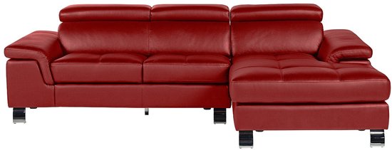 Canapé d'angle cuir MISHIMA - Rouge - Angle droit L 260 cm x H 79 cm x P 167 cm