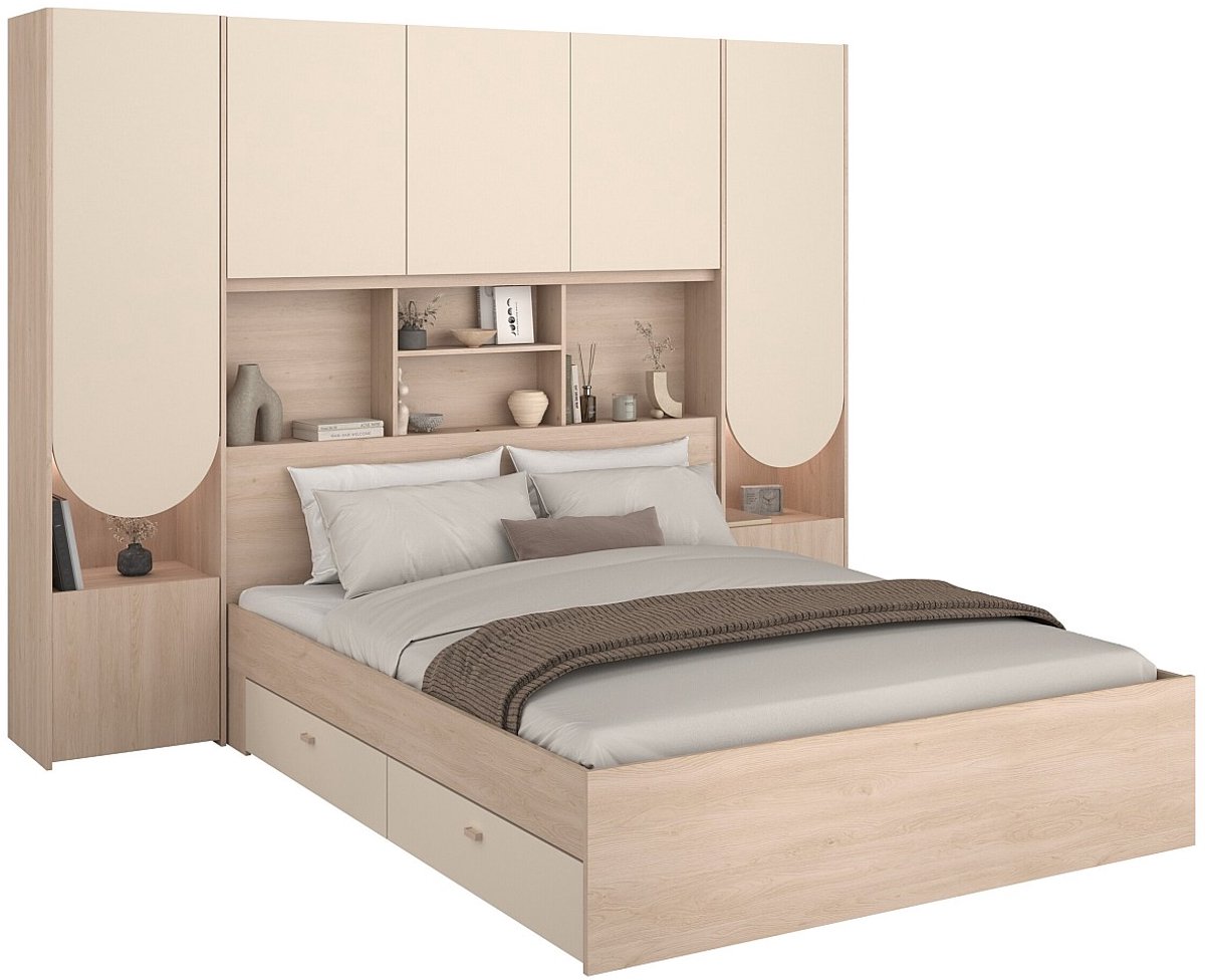 Vente-unique Bedframe hout beige 140 x 190 cm DOMELITO