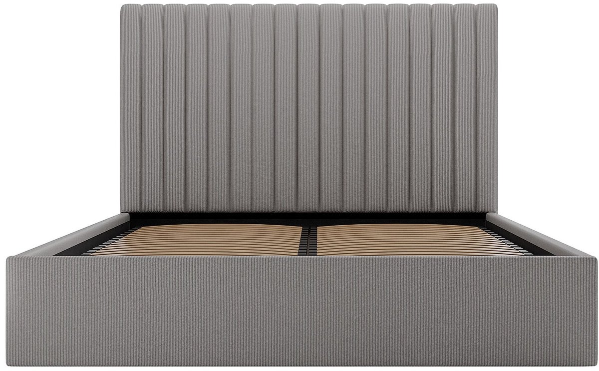 Vente-unique Bed met opbergruimte fluweel grijs 140 x 190 cm