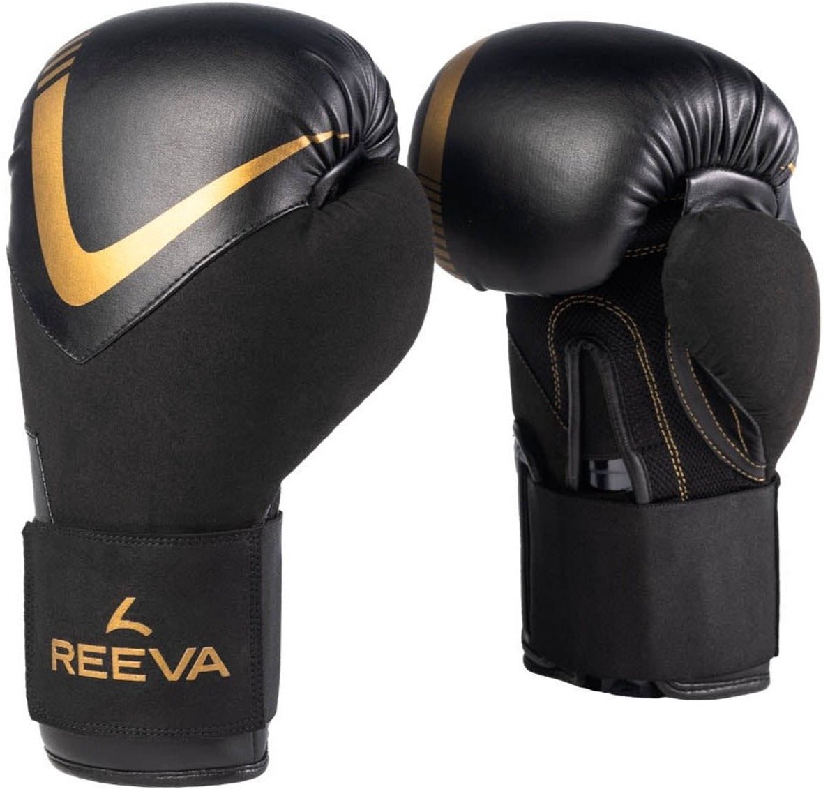 Reeva Bokshandschoenen 10 oz - (Microfiber) Leer - Goud - Unisex - Dames & Heren - Geschikt voor Kickboksen, Boksen & Bokszaktraining - Stevige Pasvorm - Boxing Gloves