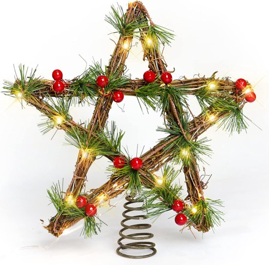 Lumineo Verlichte kerst piek - ster - transparant - 22 cm - led