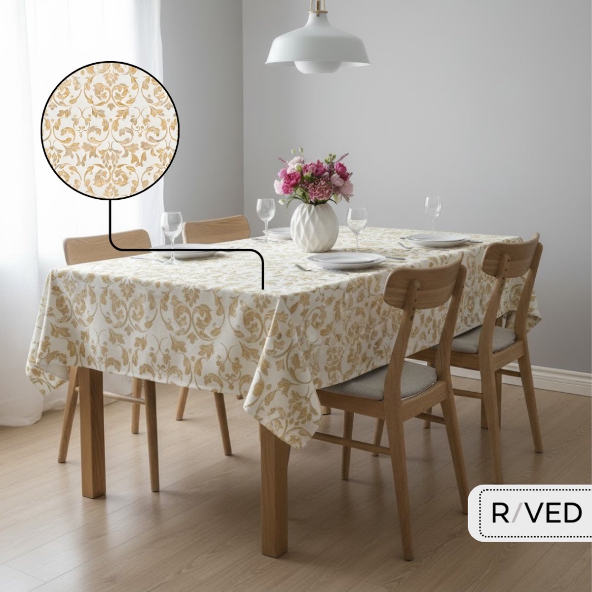 Raved Tafelzeil 140 cm x 140 cm – Grote Bladeren – Groen – PVC – Afwasbaar