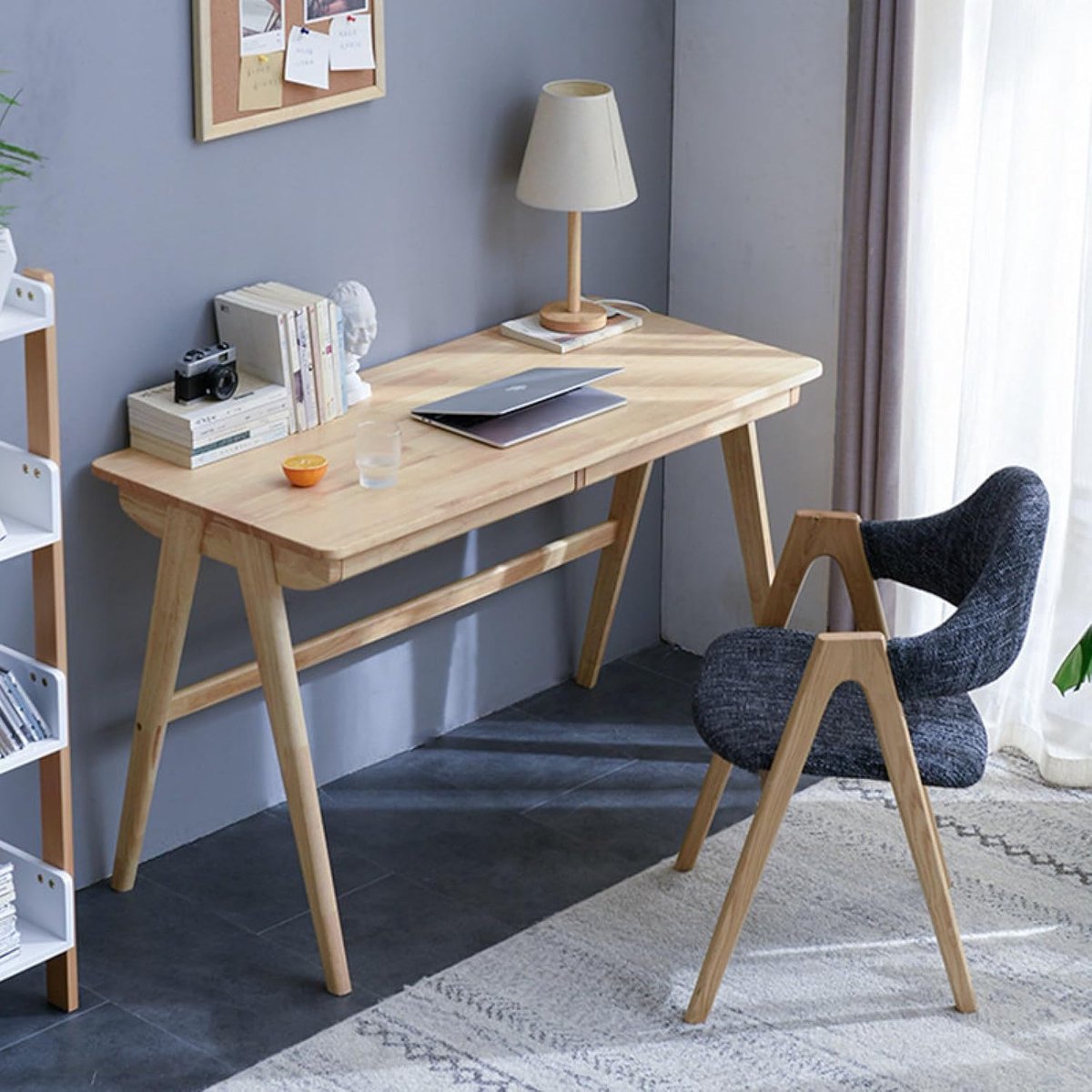 WoodMaster Solid Wood Desk with Drawers – 100 x 50 x 76 cm Home Office / Computer / Study Table – Natural – Novihome