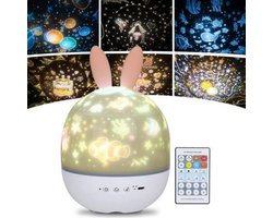 EXCITAT Starry Sky Projector - 360° roterende sterrenhemelprojectorlamp - LED-nachtlampje voor volwassenen met afstandsbediening - 6 projectiethema's
