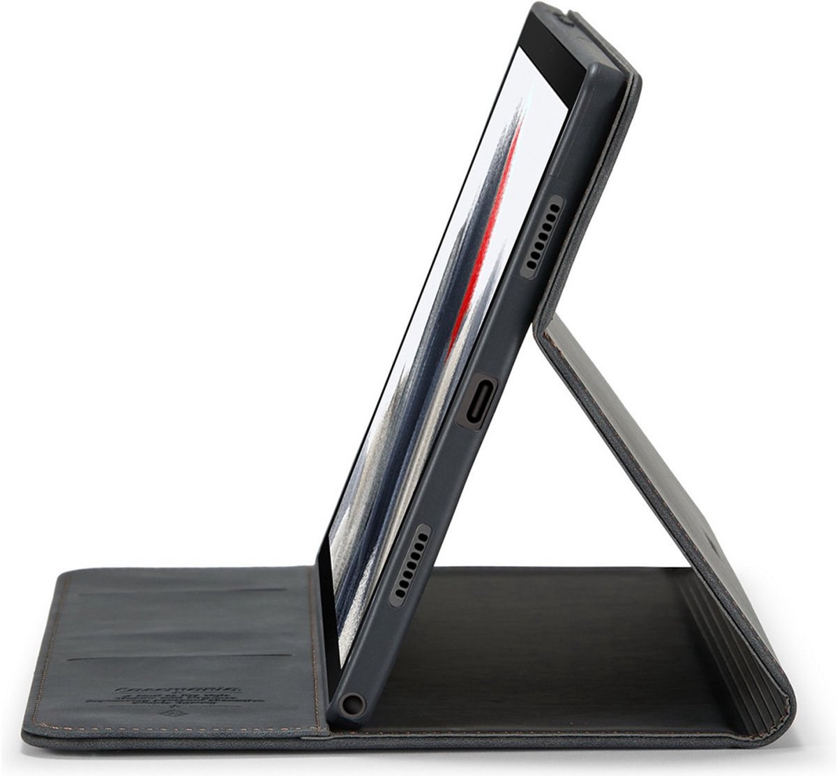 CaseMania Bookcase hoesje geschikt voor Samsung Galaxy Tab S10 FE+ - Effen Zwart - Kunstleer