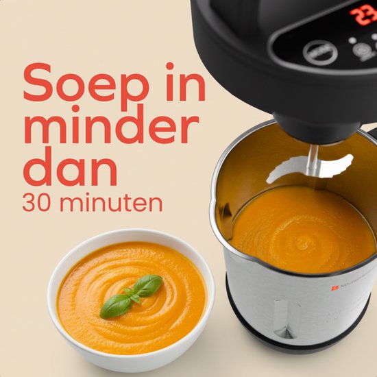 KitchenBrothers Soepmaker - 1.2L - 5 Programma's - Timer Display - Blender - RVS/Zwart van KitchenBrothers — afbeelding 3