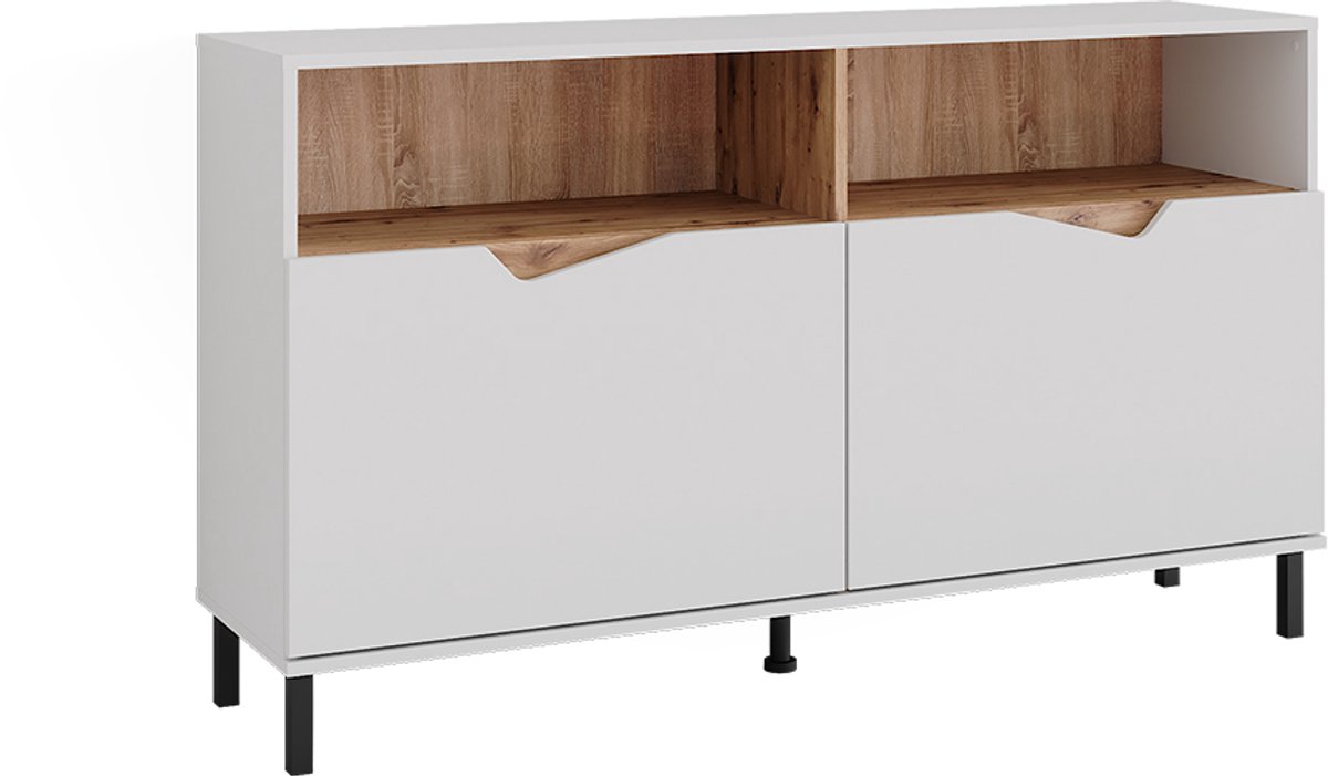 Vicco Marelle Sideboard – 140 x 81.3 cm met 2 deuren Wit/Kunstnijverheid Wit/Artisanaal eiken