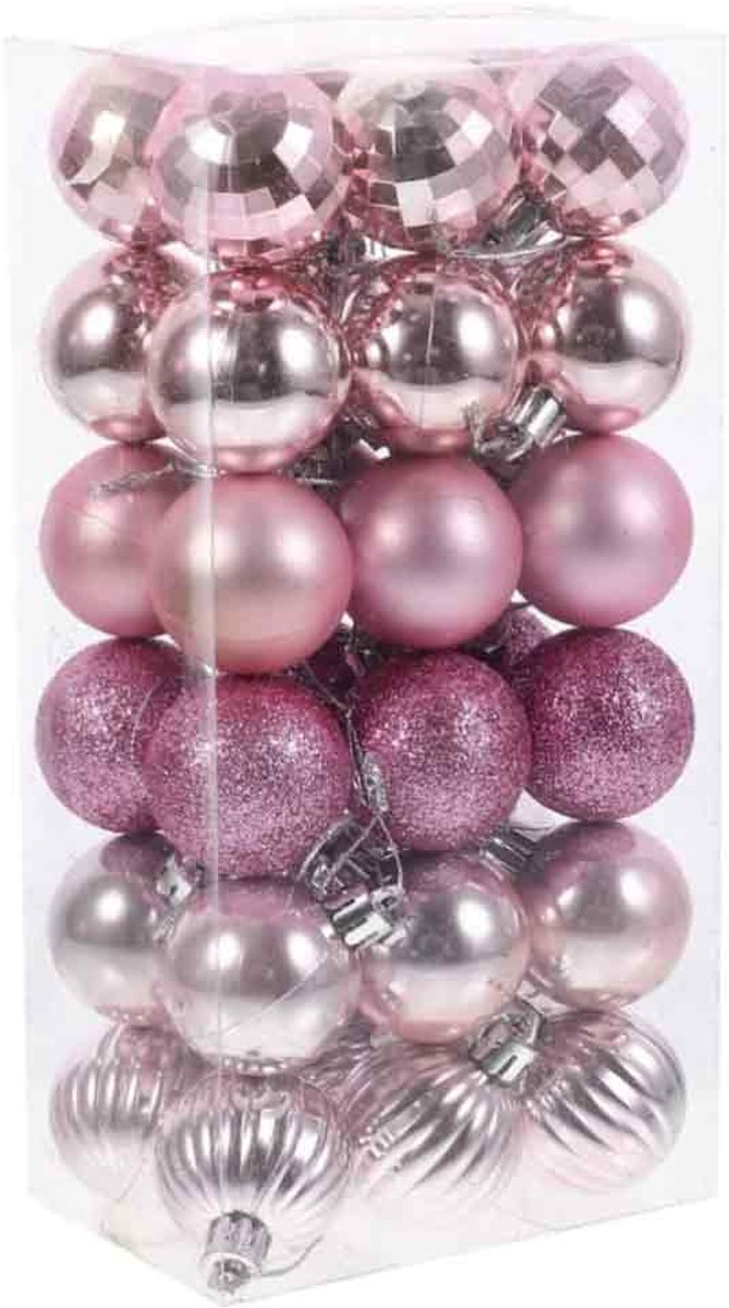 Mmgoqqt - 1 Doos - Roze Kerstballen - Kunststof Kerstballen Set - Roze - Onbreekbaar