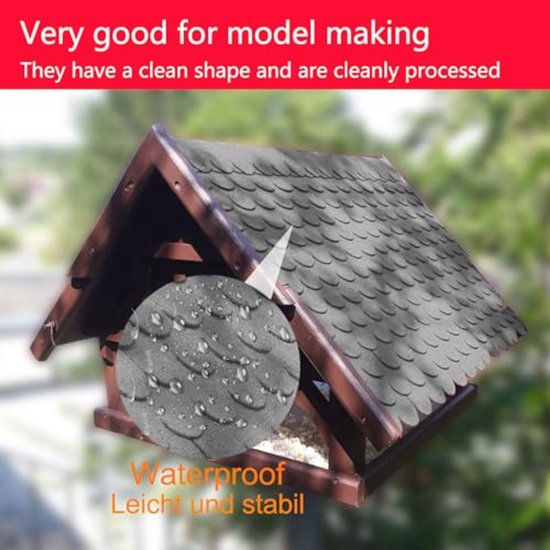 Mini Beverstaart Dakshingles – 30 Stuks, Grijs – Voor Vogelhuisjes, Miniatuurlandschappen En Modelbouw – Licht, Flexibel En Makkelijk Te Knippen