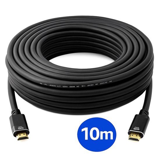 Nexara - Câble HDMI 2.1 - 8K 60 Hz / 4K 120 Hz HQ - 10 mètres - 48 Gbit/s - Zwart - Extra long