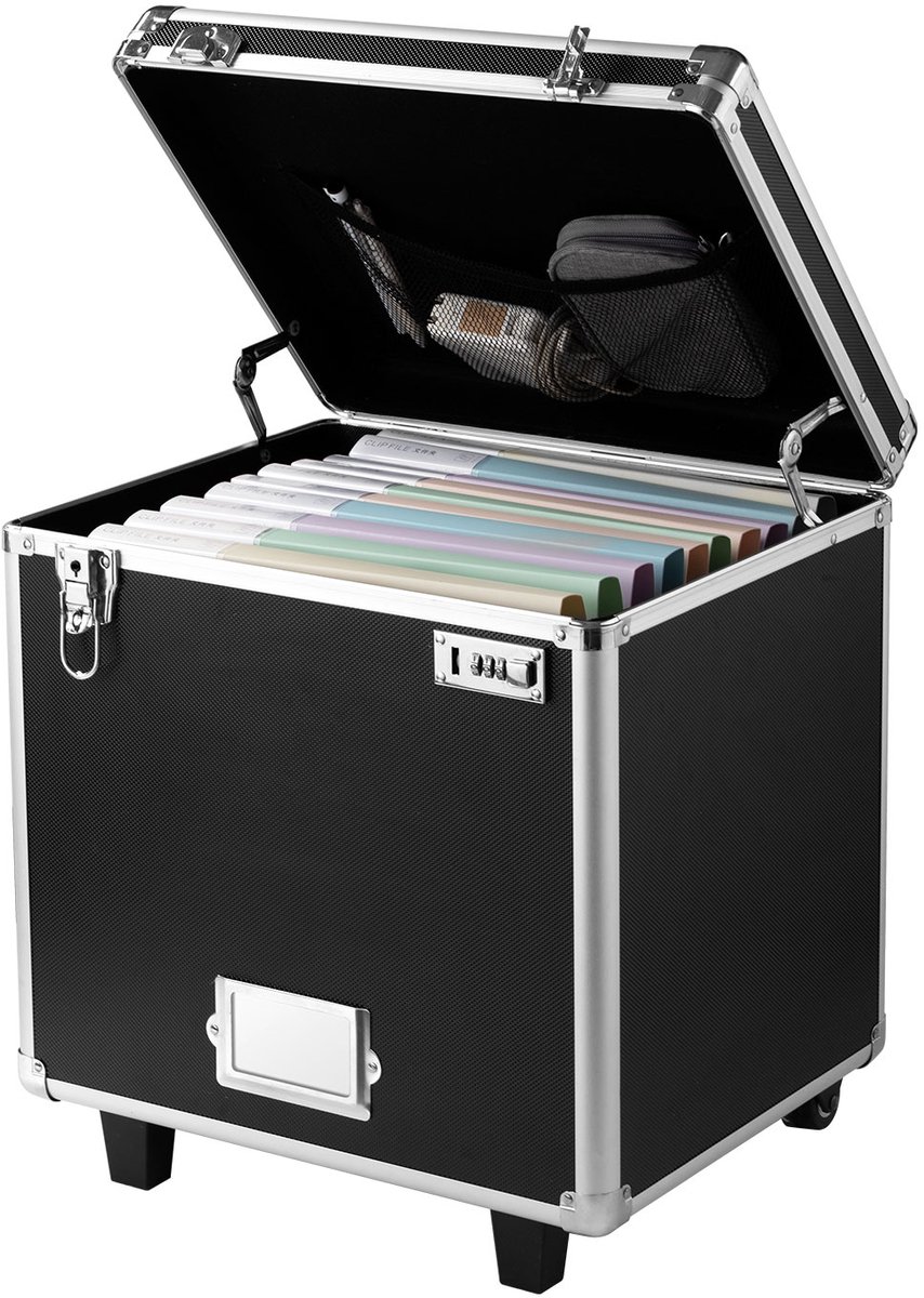 VEVOR-bestandsopslagdoos, Binnenafmetingen 396,2 x 320 x 381 mm, Afsluitbare Mobiele Zakelijke Koffer met Telescopisch Handvat, Handmatige Uittrekbare Aktetas voor Kantoor, Thuis, Kantoren, Ziekenhuizen, Banken