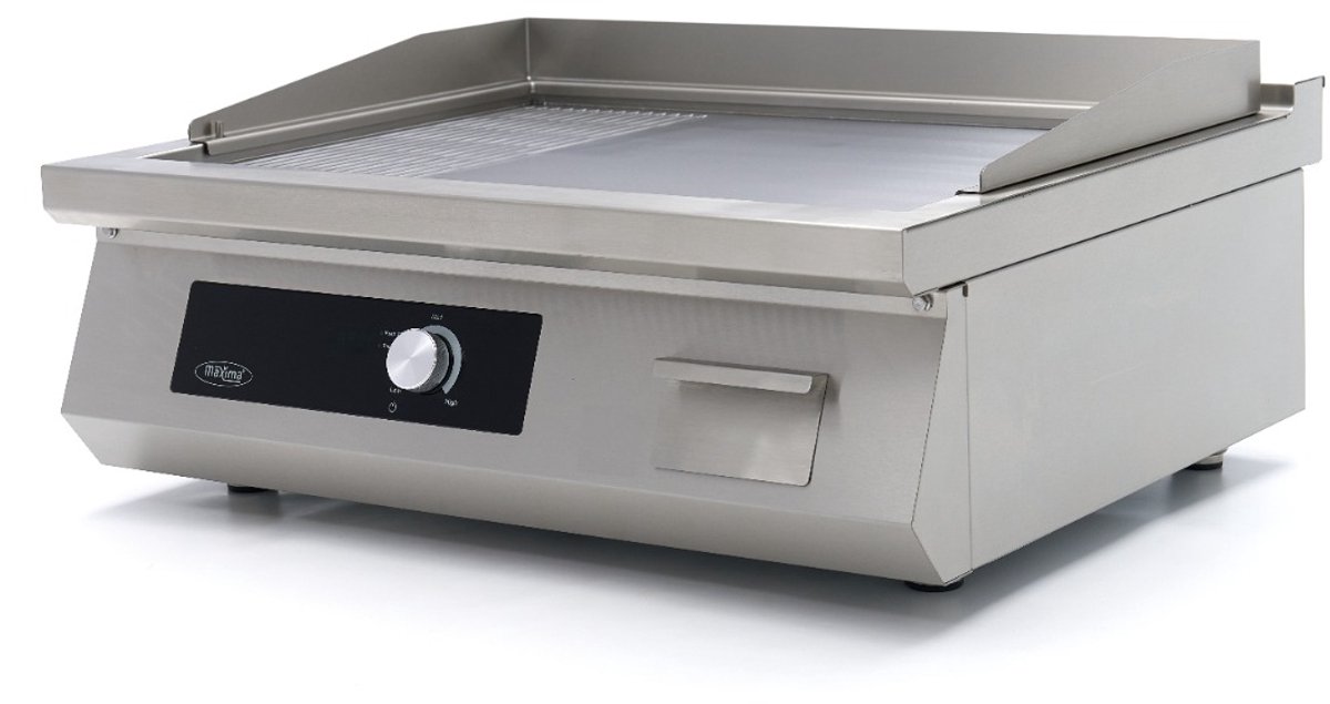 Maxima Inductie Grillplaat 700 Glad en Gegroefd 5000W Dubbel