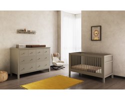 Born Lucky Stanton Meegroei Babykamer 2 Delig Compleet – Baby bed 70x140 cm & Commode – Biscotti
