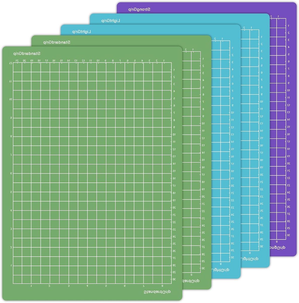 Ronte - Snijmat Set 5 Stuks 8,5x12" voor Snijplotter - Vervangende Kleverige Antislip Mat met Licht, Standaard, en Sterk Grip - Zelfklevende Plottermat.