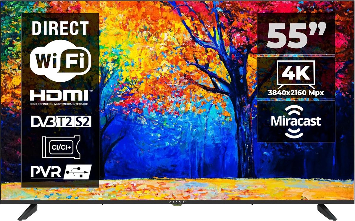 55 inch 4K UHD Android Smart TV - Randloos Design met HDR10 en Dolby Audio