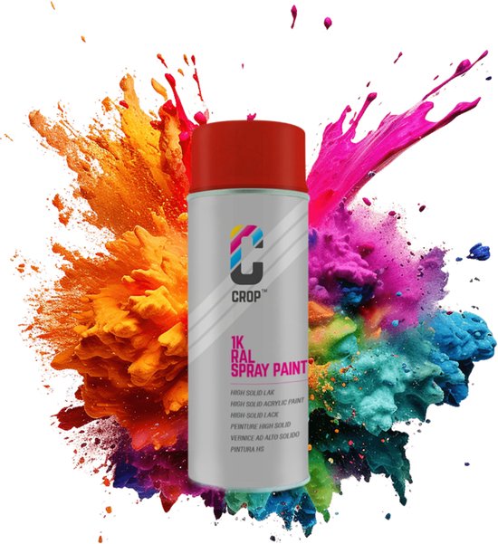 Bombe aérosol CROP RAL 3020 Rouge signalisation - Haute brillance - 400 ml - Peinture en aérosol Rouge - 100 % grand teint - Séchage rapide - Intérieur et extérieur - RAL3020