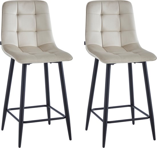 Colenis® - Tabouret de Bar Luciano - Set de 2 - Beige - Velours - Velours - Design