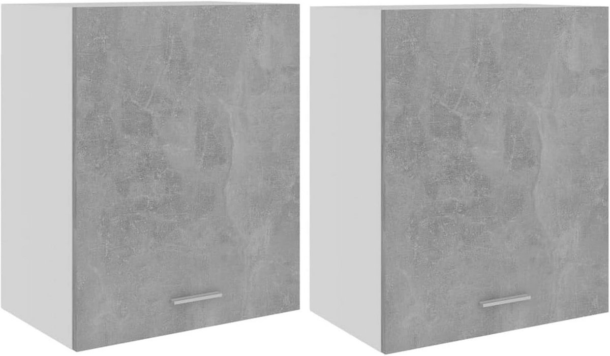 Keukenkast Set van 2 Stuks - Opbergkasten met 2 Leggers - Beton Grijs - 50x31x60 cm