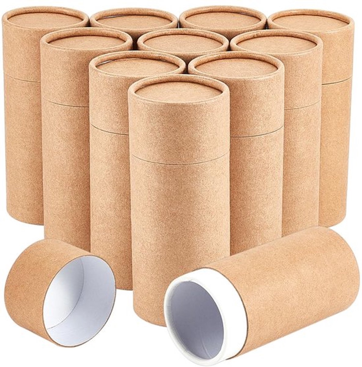 Kraft Papier Containers 100ml - Set van 10 - Ronde Buizen Licht Khaki