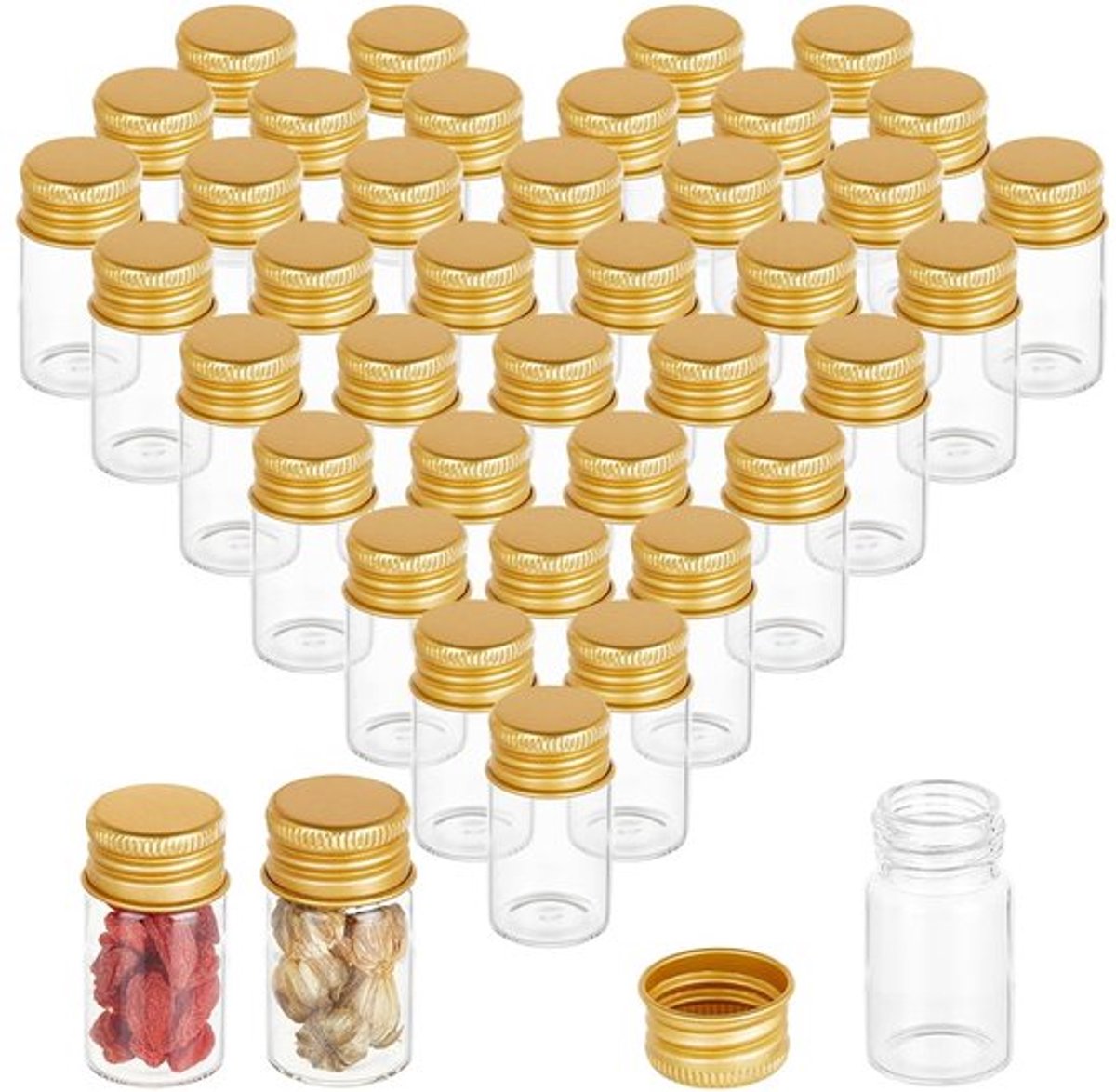 60 Stuks 8ml Glazen Flessen - Kleine Potten Met Aluminium Schroefdoppen - Perfect Voor Bruiloft Decoraties