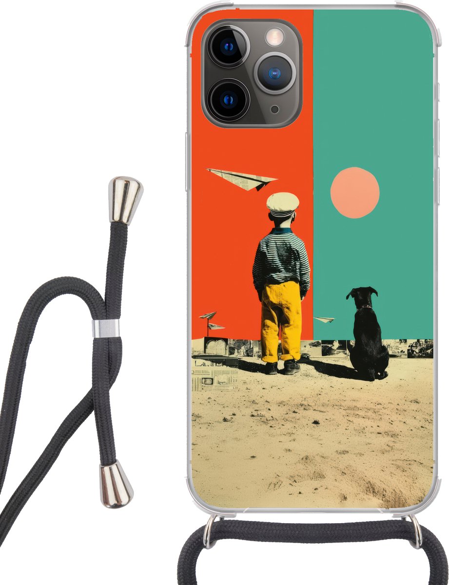 Retro - Jongen - Hond - Rood - Groen