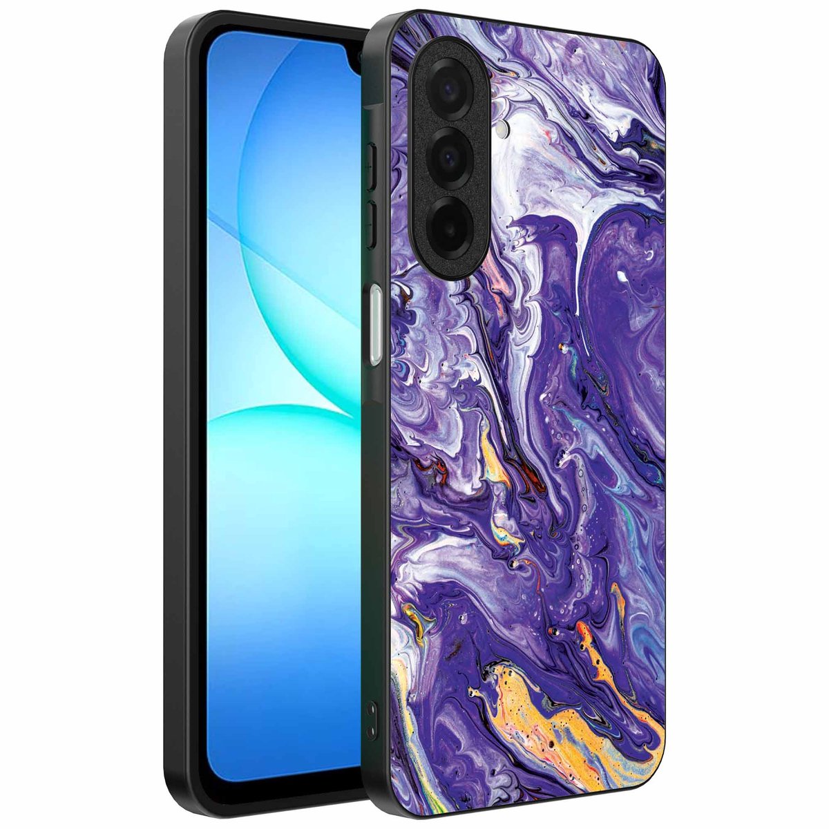 Geschikt voor Samsung Galaxy A17 Telefoonhoesje met Paars Goud Marmer Opdruk - TPU Backcover Case Purple Gold Marble Design - Paars Goud - Smartphonica geschikt voor Samsung Galaxy A17