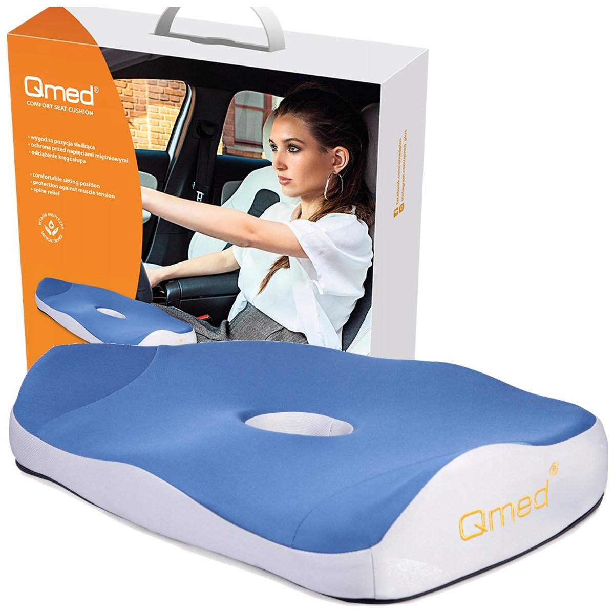 Qmed Ergonomisch Zitkussen met Memory Foam - Comfort voor Auto & Bureau