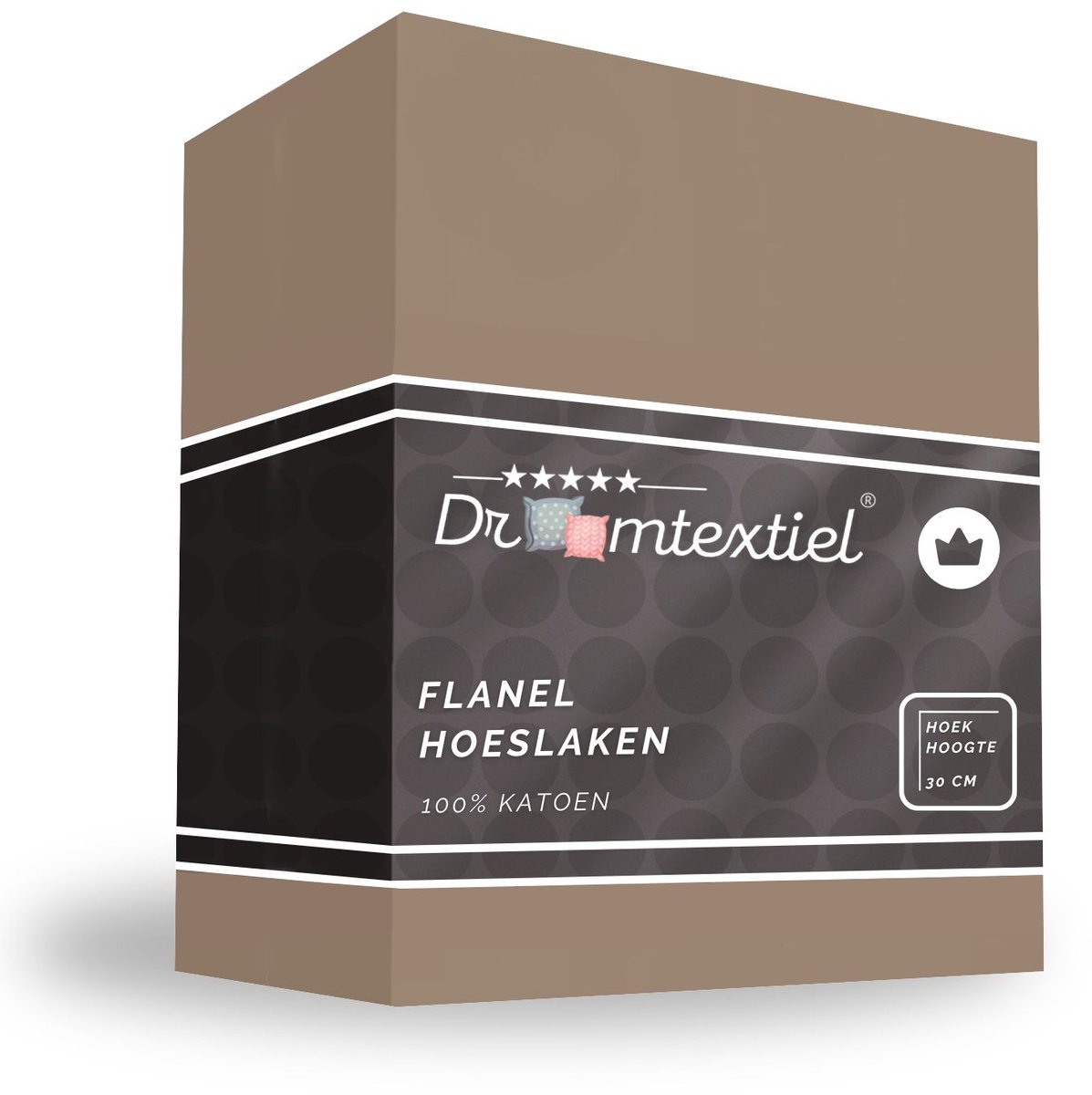 Droomtextiel Hoeslaken Flanel Premium Taupe - 160x200 cm