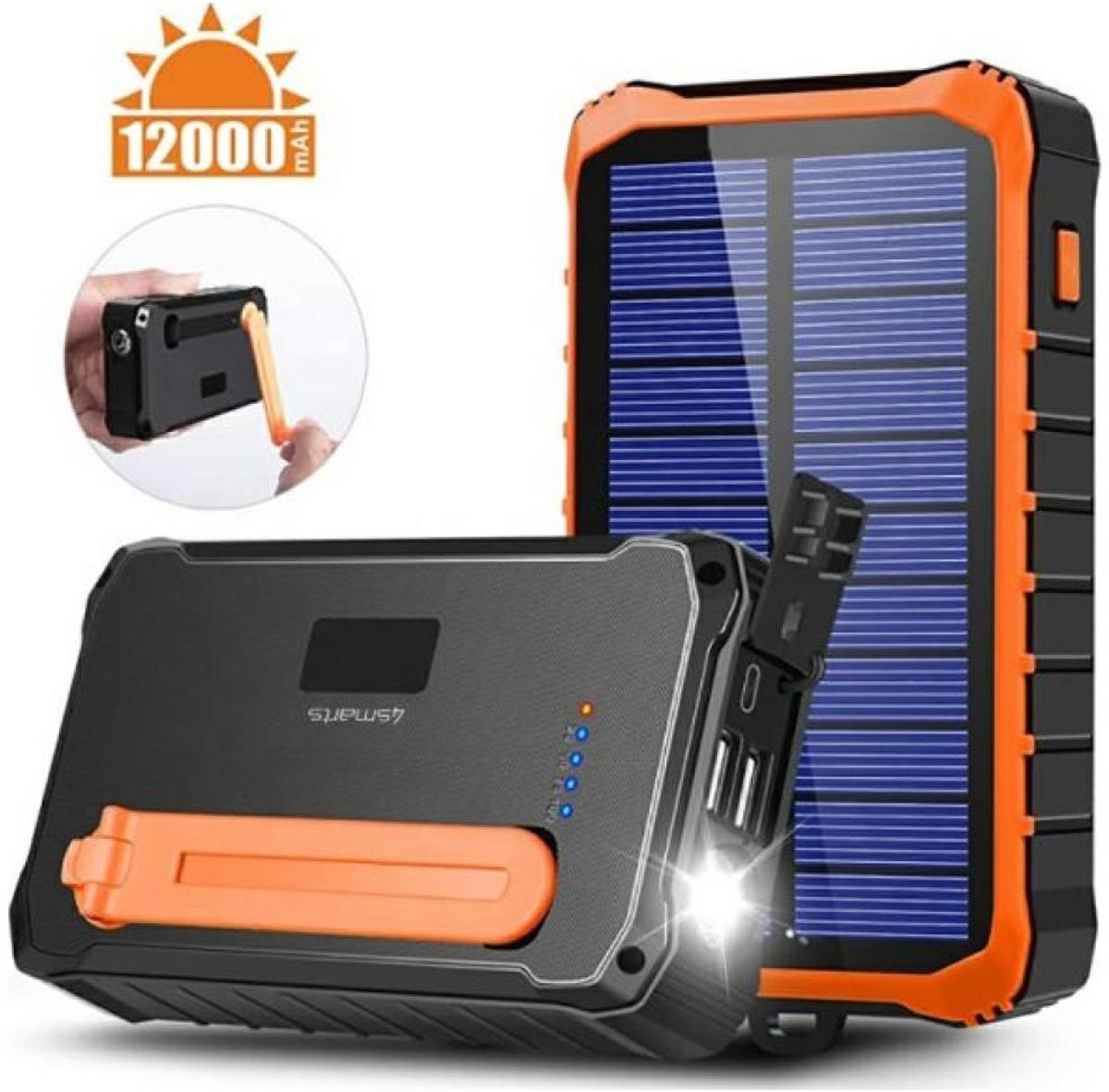 4Smarts Solar Powerbank 12000Mah Voor Smartphones En Apparaten Hoog