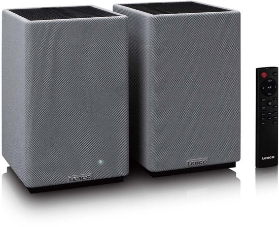 Lenco SPB-240BKGY Bluetooth 5.3 boekenplank speakers stereo set 2x40W RMS zwart/grijs met afstandsbediening