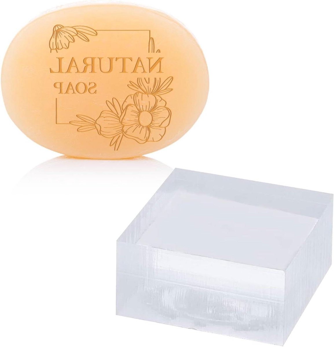 CSGoods - Clear acryl stempels voor zeep, embossing en DIY - Natuurlijke zeep afdruk mallen - Handgemaakte gift - Art craft cookie, klei en aardewerk decoratie - Vierkante stempel - Creatieve hobby materialen