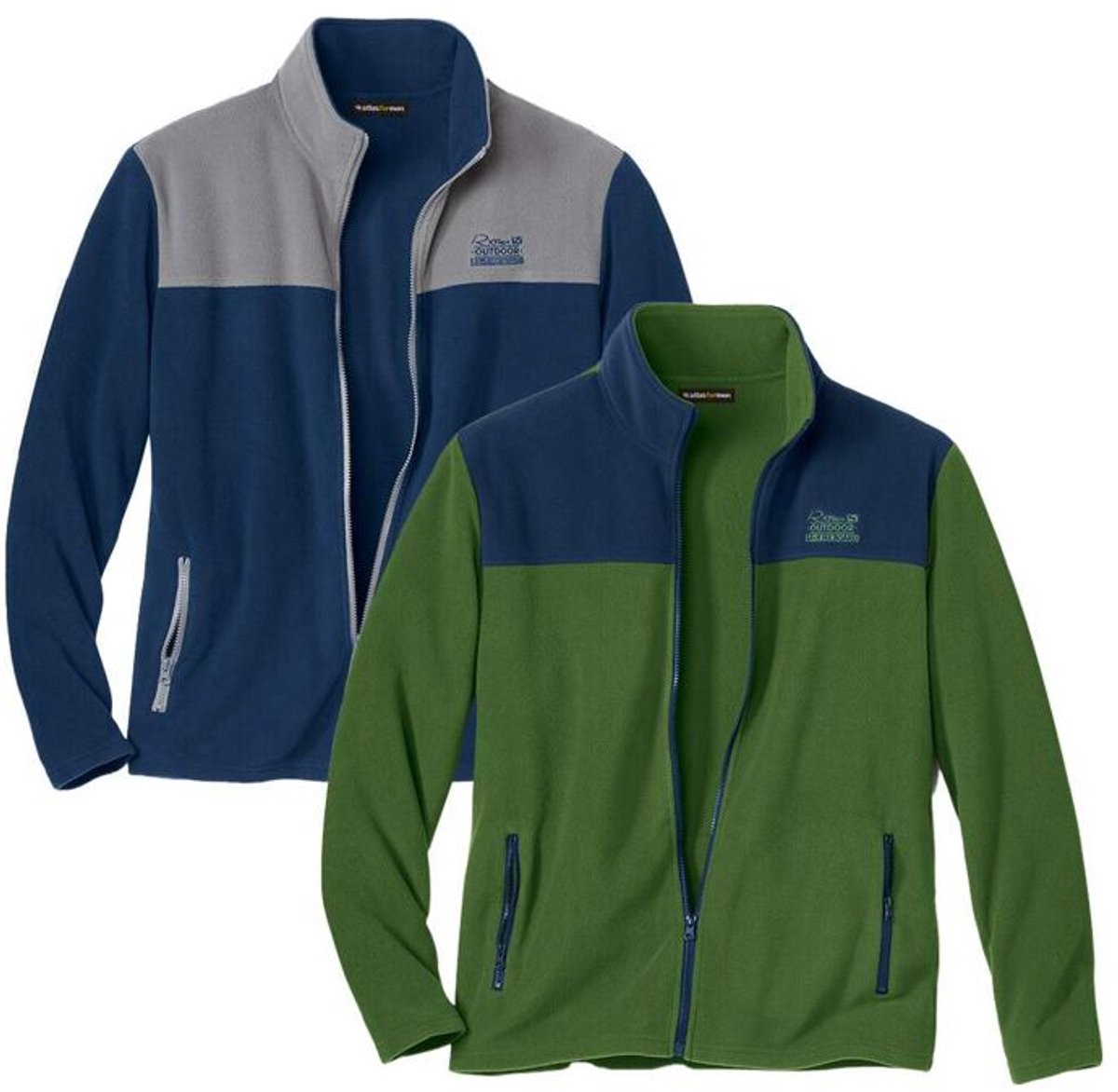 ATLAS FOR MEN - Set van 2 fleecevesten met rits - Heren - Verkrijgbaar in grote maten - XXL
