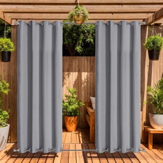 Buitengordijnen Outdoor Gordijn Waterdicht Weerbestendig,Verduisterende Thermische Geïsoleerde Oogje Buiten Gordijnen voor Tuin Patio Deur Tuinhuisje Pergola Balkon,Beige,1 Stuk|132x274cm(BxH