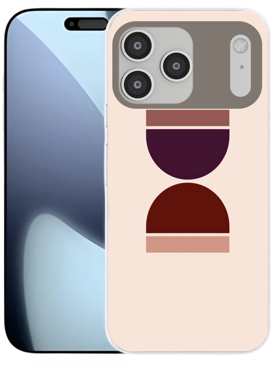 Telefoonhoesje Geschikt voor iPhone 17 Pro max hoesje - Zandloper - Symmetrisch - Rood - Paars - Siliconen Telefoonhoesje Telefoonhoesje