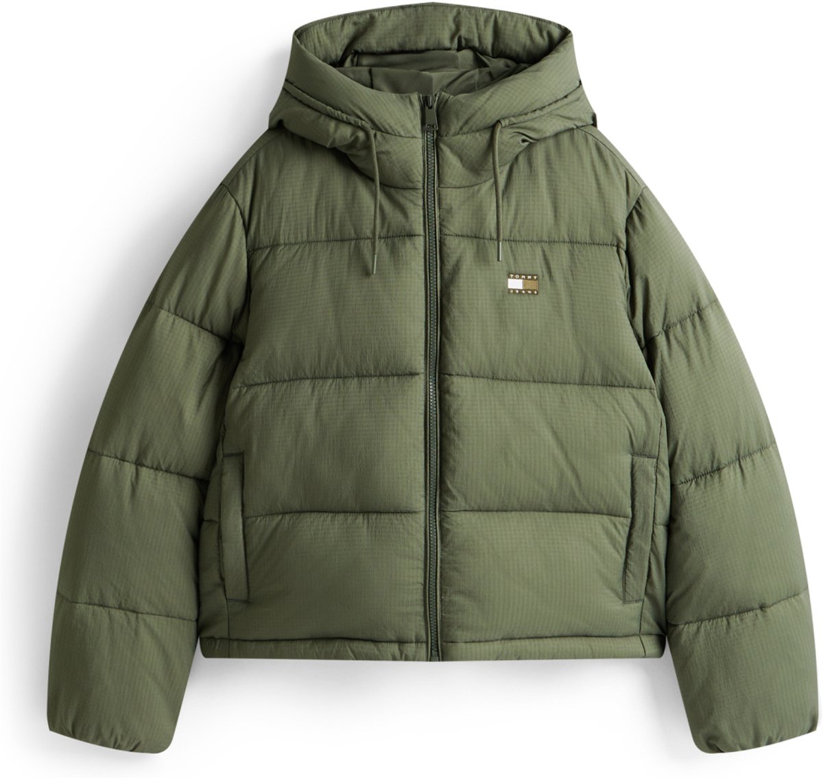 Tommy Jeans Jas Tjw Hooded Puffer Jacket Dw0dw21625 Mrh Pewter Dames Groen