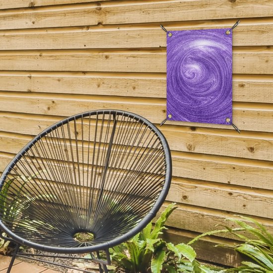 Tuinposter 30x40 cm - Tuindecoratie Paars - Abstract - Design - Poster voor in de tuin - Buiten decoratie - Schutting tuinschilderij - Tuindoek muurdecoratie - Wanddecoratie balkondoek